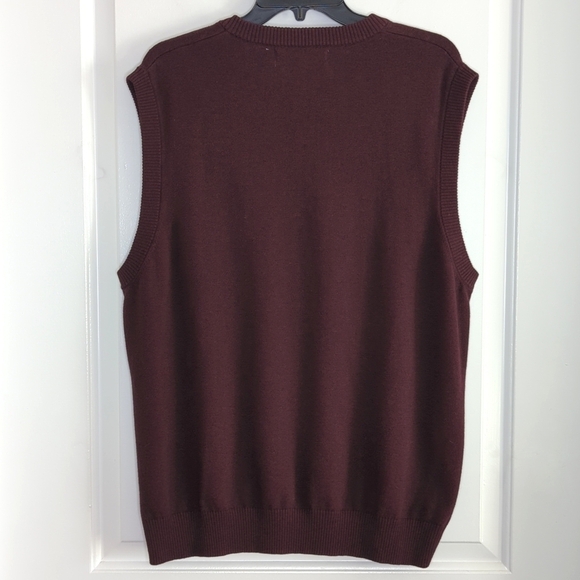 Oscar De La Renta Men's 100% Cotton Sweater Vest Burgundy Diamond Size L - Picture 7 of 11
